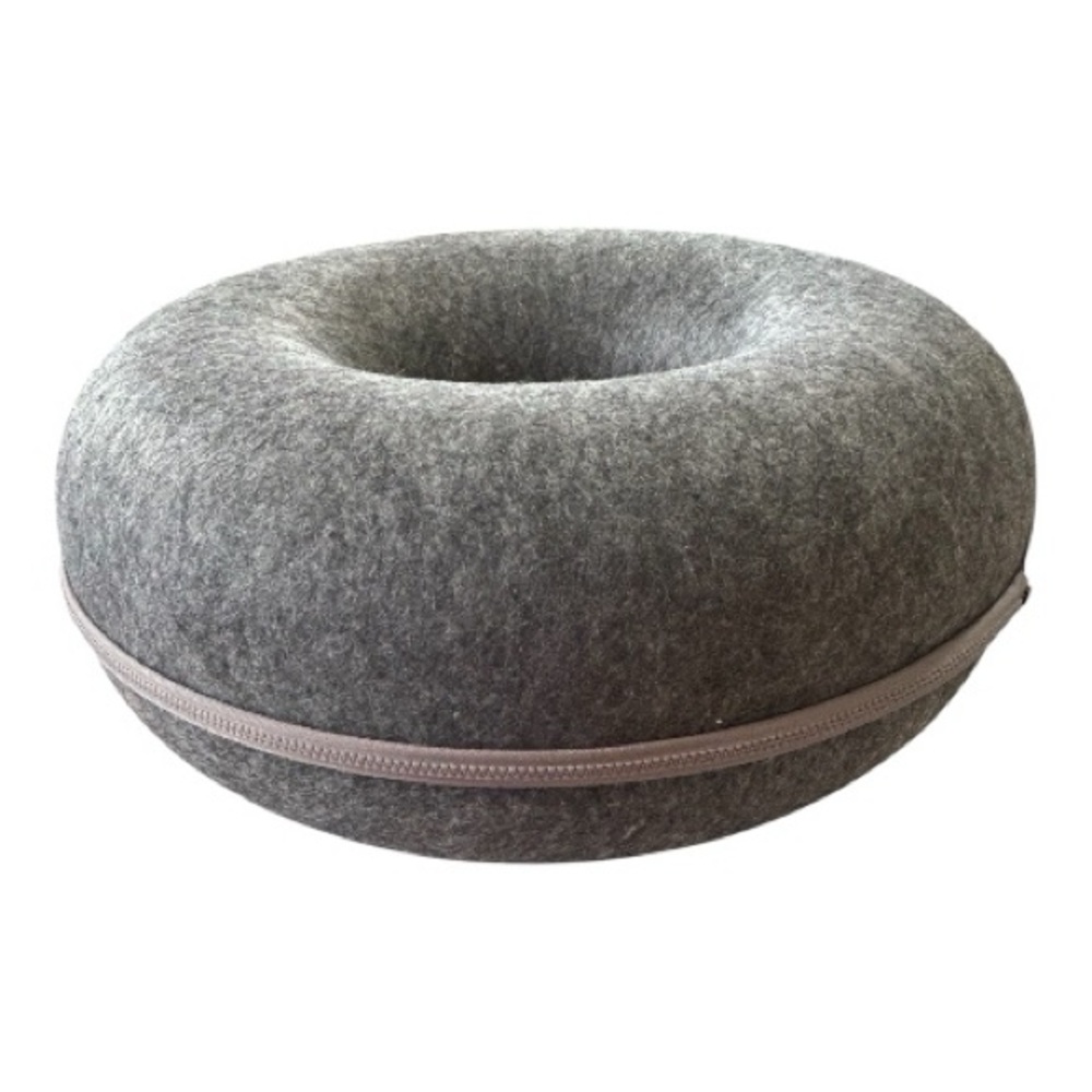Gray Cat Donut Bed and Tunnel with Zipper - Cozy Pet Nest - Picture 2 of 4